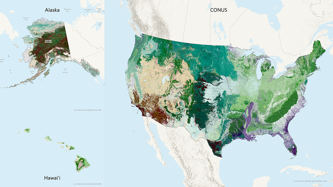 A map of the Biophysical Settings data for the Contiguous United States, Alaska, and Hawaii.